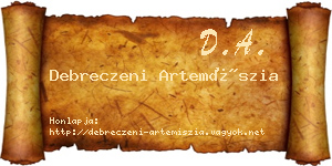 Debreczeni Artemíszia névjegykártya